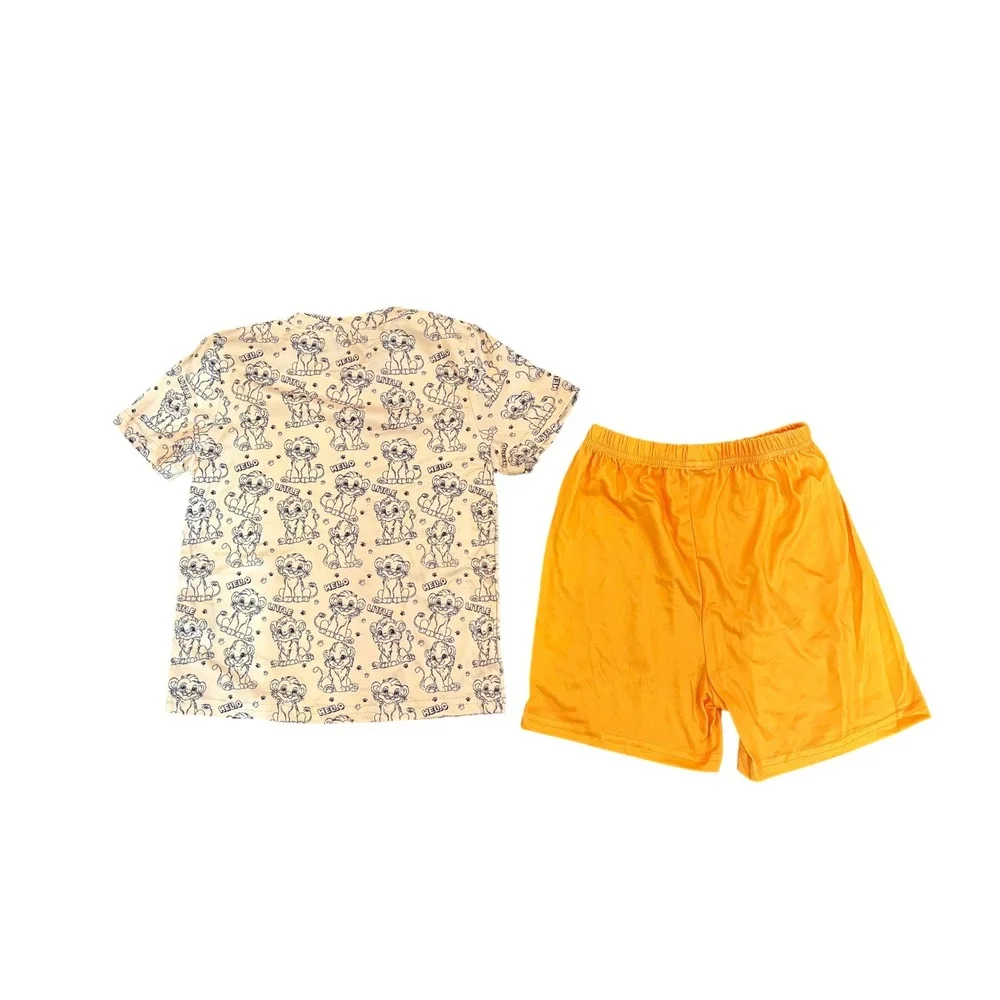 Little Lion Kids Pajama Set Size 110-4T Orange Short Sleeve Shirt Shorts 2pc
